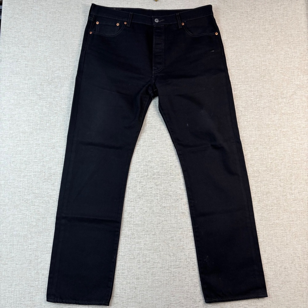 Levis 501 Mens Black Original Fit Straight Leg Button Fly Jeans 36x32